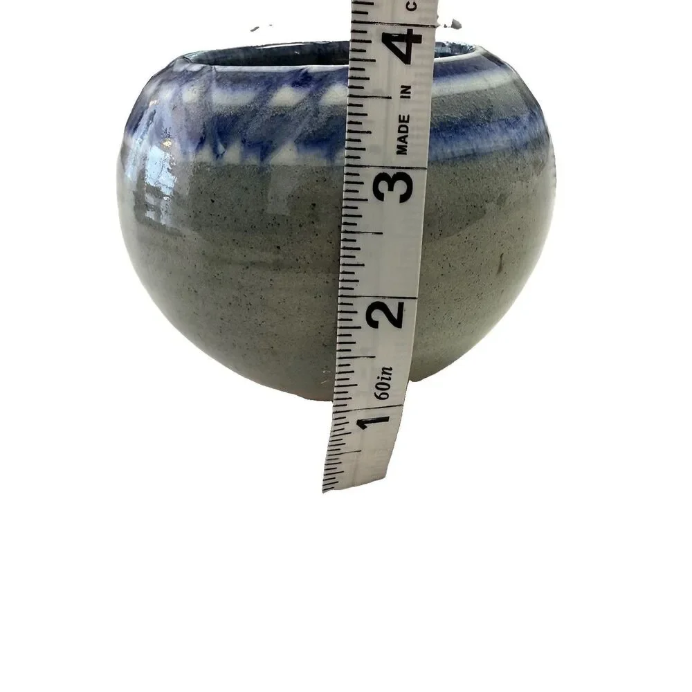 Joel Knanishu Raku Small Pottery Vase with Porcelain and Blue Speckled Glaze